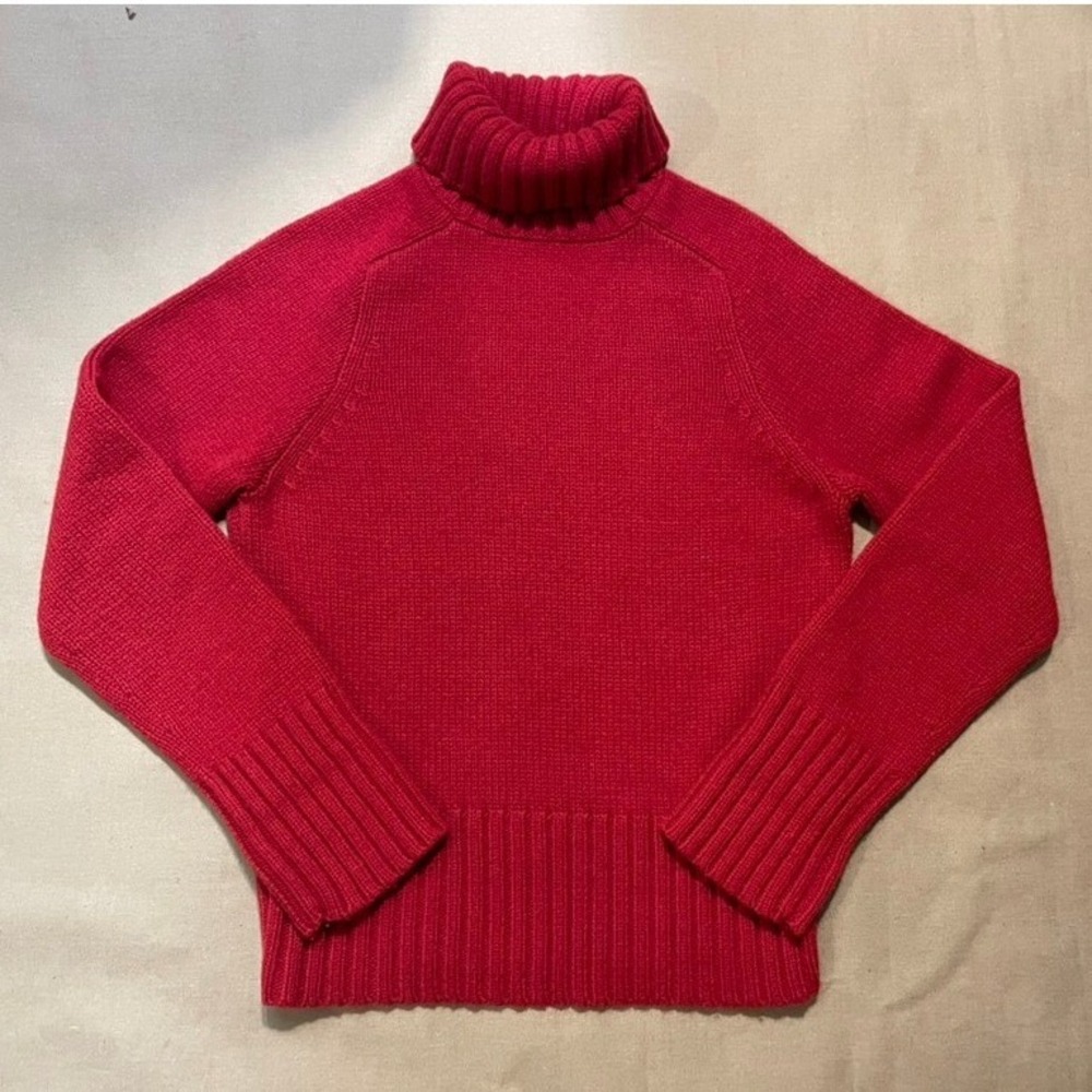 Vintage Y2K GAP Turtleneck Sweater Sz S Red Wool Blend Normcore Preppy
